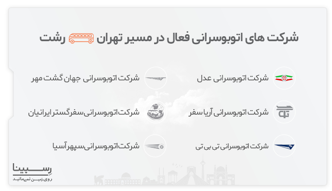شرکت های اتوبوس رانی مسیر تهران رشت شرکت های اتوبوس رانی مسیر تهران رشت